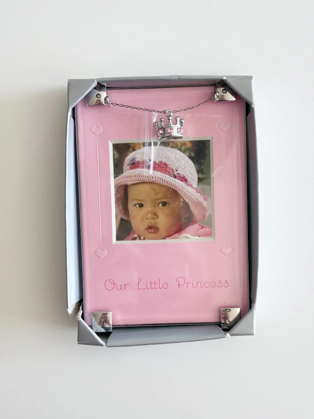 New Our Little PRINCESS Picture Frame Pink & Silver Crown Design In Box